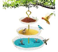 Baignoire d'oiseaux gorgée, Bol de Bain d'oiseaux à la plainte - Birgin de Plateau à 3 Niveaux décoratif - Hook en Forme de S de la Faune à Crochet Assiette d'alimentation Bol à Eau pour Le Jardin de