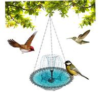 Baignoire d'oiseaux Suspendue, 9, 3x18.1 dans Un Bol de Bain d'oiseaux en Plastique avec Une mangeoire Ronde de Fontaine Solaire mangeur Multifonctionnel pour la Cour du Balcon, Gris.