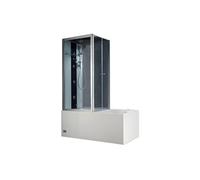Baignoire douche balnéo - L150 x P75 x H215 cm - Profilés gris foncé - 30 microjets et 6 gros jets - DARIA