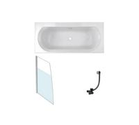 Baignoire droite 170 X 75 Elise acrylique + pare bain volet gauche + vidage