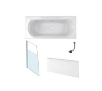 Baignoire droite 180 X 80 Elise acrylique + pare bain volet gauche + tablier en niche + vidage