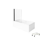 Baignoire droite VILLEROY & BOCH Architectura avec pieds 150 x 70 cm Blanc + Pare bain gauche AURYS Raywall Noir mat