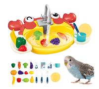 Baignoire électrique d'intérieur pour perroquets - Fontaine automatique avec robinet, accessoires pour animaux de compagnie et jouets pour conure, paillettes, furets, perroquets gris du Gabon