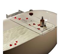 Baignoire en Acrylique Caddy Tray nizer Rack de Bain Transparent pour Serviettes Bougies de vin Téléphone Fournitures de Douche Étagère sur Le comptoir de la Salle de Bain 80CM Taille