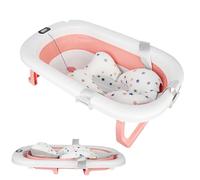 Baignoire Enfant Pliable avec Thermometre Digital, Baignoire enfant pour douche avec Coussin, Baignoire Bebe avec Prise Pommeau de Douche, Ergonomique, Convient Aux Bébés de 0 à 36 Mois (Rose)