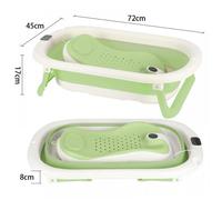 Baignoire Enfant Pliable Évolutive 0-Nouveau VIVOLILV,Avec Thermomètre,Drainage Rapide Poignées Ergonomiques,Pour Bébé,Vert