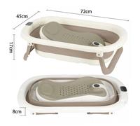 Baignoire Enfant Pliable Évolutive VIVOLILV,Avec Thermomètre,Drainage Rapide Poignées Ergonomiques,Pour Bébé 0-Nouveau,Kaki