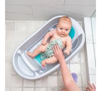 INGENUITY Baignoire bébé, grand confort, extra-large avec porte bébé en tissu doux, coussins de siège, tablette, jusqu'à 24 mois