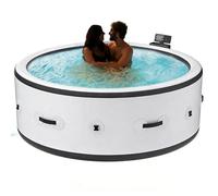 Baignoire Gonflable 2500w, Spa avec Massage pour 4 à 6 Personnes, Bain à Remous Extérieur, 150 Jets De Massage Et Lumières LED, pour Terrasse, Jardin Et Espace Extérieur (206 X 206 X 71 cm)
