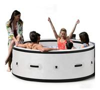 Baignoire Gonflable 2500w, Spa avec Massage pour 4 à 6 Personnes, Bain à Remous Extérieur avec Fonction Bulles, 150 Jets De Massage Et Lumières LED, (206 X 206 X 71 cm)