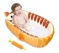 Baignoire gonflable, Baignoire enfant, Piscine bébé antidérapante pour s'asseoir, Bassin de douche pliable pour bébé, Mini piscine gonflable, Baignoire de voyage indispensable pour enfants（orange）