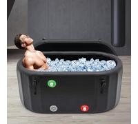 Baignoire gonflable ovale de 370 l pour athlètes - Bain de glace portable froid avec pompe gonflable - Tube de glace froid pour bains de glace mobiles - Tonneau à glace isolé