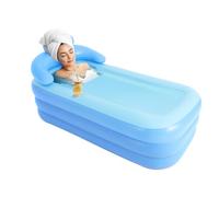 Baignoire gonflable portable pliable pour deux personnes - Convient pour une utilisation dans un spa adulte - Piscine pliable pour l'intérieur et l'extérieur - Bleu