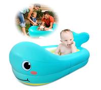 Baignoire gonflable pour bébé en forme de baleine | Baignoire de voyage portable pour nourrissons | Baignoire légère, étanche et pliable | Idéale pour les voyages et la maison (bleu)
