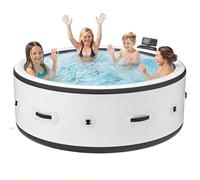 Baignoire Gonflable, Spa avec Massage pour 4 à 6 Personnes, Bain à Remous Extérieur avec Fonction Bulles, 150 Jets De Massage Et Lumières LED, Piscine Intérieure/Extérieure (206 X 206 X 71 cm)