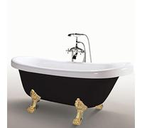 Baignoire ilôt Acrylique retrò 170 x 80 cm noir pieds d'or + Mitigeur - Margherita Noir