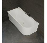 Baignoire Ilot Capri 170 gauche blanche + robinetterie chromée 170 x76 x58 cm, by SPALINA - Blanc - 170 x76 x58 cm