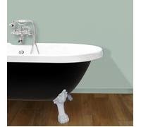 Baignoire ilot Charly ovale noire et blanche avec piétements blanc