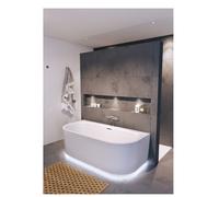 Baignoire Îlot Contre Mur Riho Desire 1800x840mm avec Led et Trop-Plein Chromé