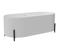 Baignoire îlot ovale blanche avec pieds noirs - 160 x 73,5 x 59 cm - ALONSA