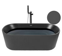 Baignoire Îlot Ovale en Acrylique Noire Cannelée 169 x 80 cm Design Moderne Gocta