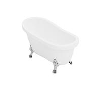 Vente-unique - Baignoire îlot rétro avec pieds de lion argentés - 145 x 74 x 77 cm - Blanche - 200 L - NISOS II