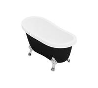 Baignoire îlot rétro avec pieds de lion argentés - 145 x 74 x 77 cm - Noir mat - 200 L - NISOS II
