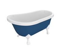 Baignoire îlot rétro avec pieds de lion blancs - 145 x 74 x 77 cm - Bleu - 200 L - NISOS II