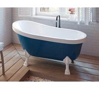 Baignoire îlot rétro avec pieds de lion blancs - 145 x 74 x 77 cm - Bleu - 200 L - NISOS II