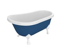 Baignoire îlot rétro avec pieds de lion blancs - 145 x 74 x 77 cm - Bleu - 200 L - NISOS II