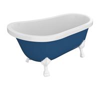 Baignoire îlot rétro avec pieds de lion blancs - 200 L - 145 x 74 x 77 cm - Bleu - NISOS II