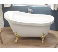 Baignoire îlot rétro avec pieds de lion dorés - 145 x 74 x 77 cm - Blanche - 200 L - NISOS II