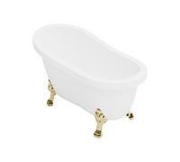 Baignoire îlot rétro avec pieds de lion dorés - 200 L - 145 x 74 x 77 cm - Blanche - NISOS II