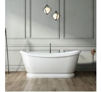 Baignoire îlot rétro sur socle ovale PITTSBURGH Blanche 177 cm