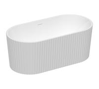 Baignoire îlot striée en acrylique - Blanc brillant - 220L - 150 x 75 x 58 cm - ALIENA