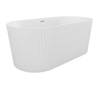 Baignoire îlot striée en acrylique - Blanc mat - 220L - 150 x 75 x 58 cm - ALIENA