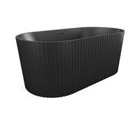 Baignoire îlot striée en acrylique - Noir mat - 220L - 150 x 75 x 58 cm - ALIENA