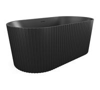 Baignoire îlot striée en acrylique - Noir mat - 230L - 170 x 80 x 58 cm - ALIENA