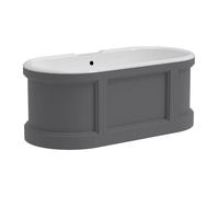 Baignoire îlot style campagne chic - 152 x 74 x 60 cm - Gris mat - 161 L - CAVASO