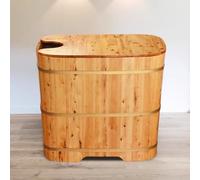 Baignoire japonaise en bois massif, isolée, pliable, design compact et mobile pour petites salles de bains, avec bonde pop-up, 90 cm