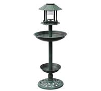 Baignoire Mangeoire Fontaine Bain D'oiseaux Verte Avec Lampe Solaire 39x39x97 Cm Dec020796 Multicolore