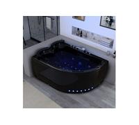 Baignoire Maori Balnéo Noire asymètrique côté Droit 32 jets - 110x155x65cm -