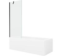 Baignoire Mexen Cubik 160 x 70 cm avec paroi de douche, profil noir