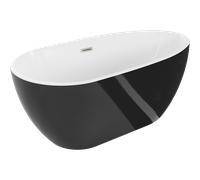 Baignoire Mexen Eos 150 x 75 cm autoportante blanc/noir trop-plein de nickel