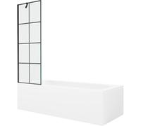 Baignoire Mexen Vega 170 x 70 cm avec paroi de douche noire, blanche, acrylique