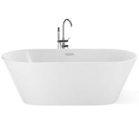 Baignoire Moderne Acrylique 160 x 80 cm Autoportante Forme Ovale Système de Trop-Plein Blanche Havana