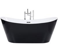Baignoire Moderne en Acrylique 150 x 75 cm Système de Trop-Plein Forme Ovale Autoportante Noire Antigua