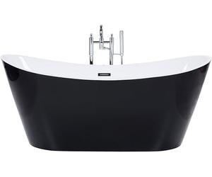 Baignoire Moderne en Acrylique 150 x 75 cm Système de Trop-Plein Forme Ovale Autoportante Noire Antigua
