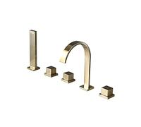 Baignoire moderne Tapis de bain avec douche cascade cascade cascade de bain avec douche à main Batteur de bain set en laiton baignoire baignoire pont pont monté de bain monté 3 poignées 5 trous