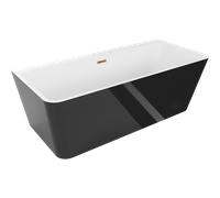 Baignoire murale Mexen Volta 150 x 75 cm blanc/noir, trop-plein en or rose